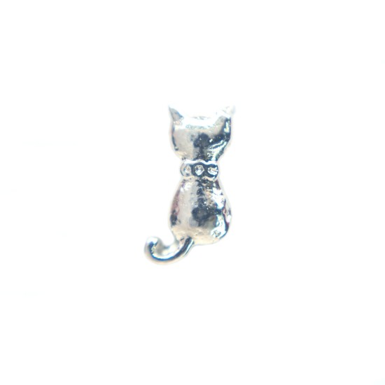 Solid silver cat charm