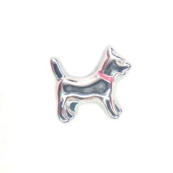 Silver dog with pink collar charm