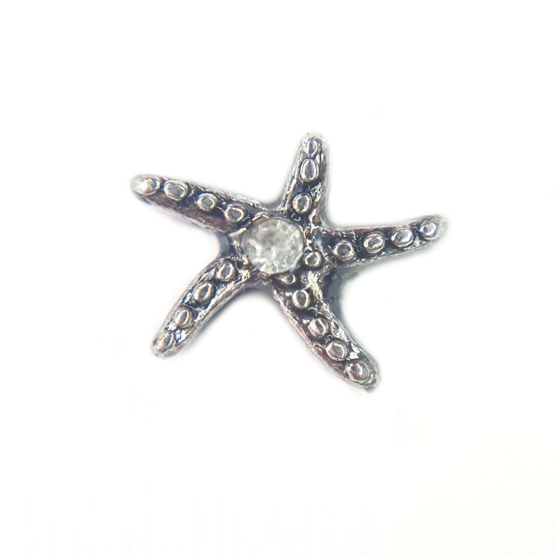 Silver Crystal Starfish Charm