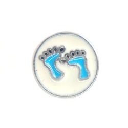 Blue Baby feet in circle charm