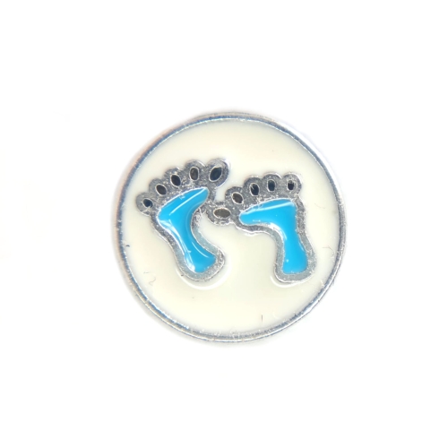 Blue Baby Feet In Circle Charm