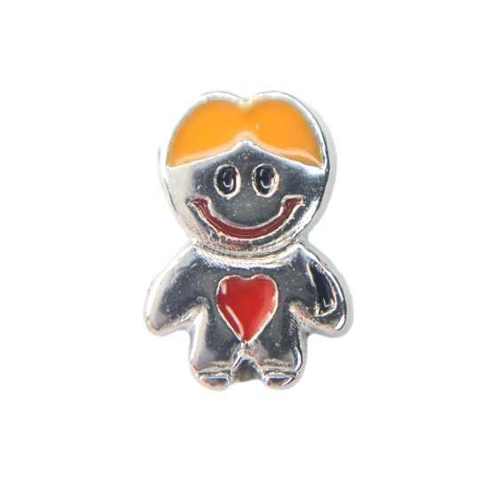 Silver boy  with orange hair charm