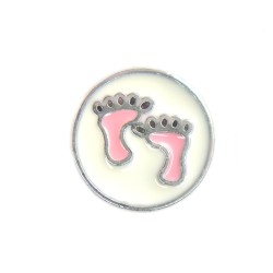 Pink Baby feet in circle charm