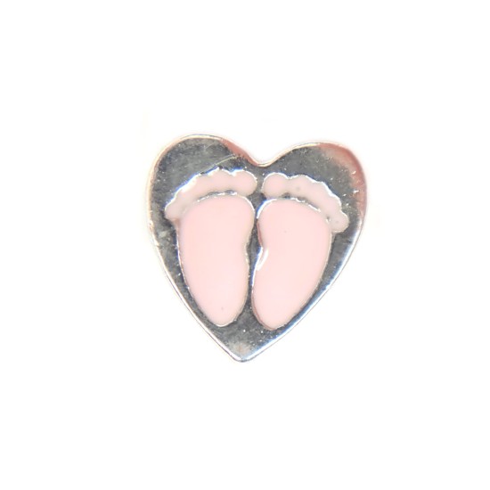 Pink Baby feet in heart charm