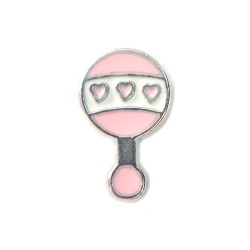 Pink baby rattle charm