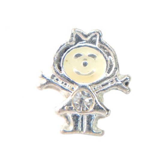 Smiling silver girl charm