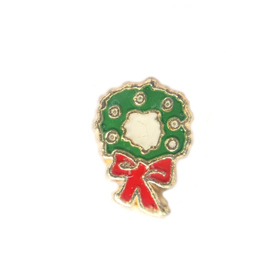 Golden Christmas wreath charm