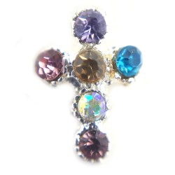 Coloured crystal cross charm