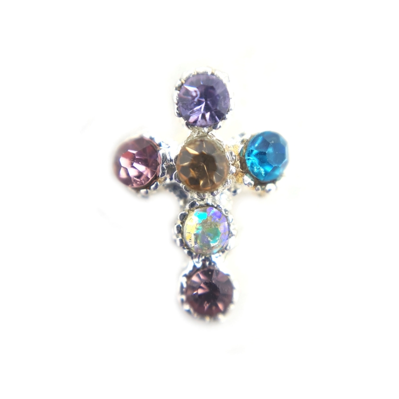 Coloured Crystal Cross Charm