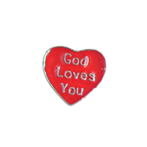 God Loves You Heart Charm
