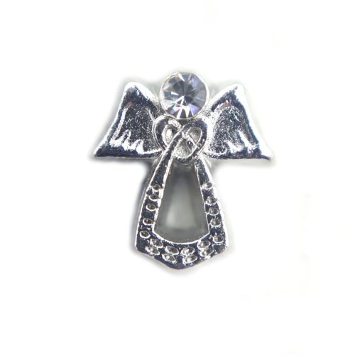 Silver Angel Heart Charm