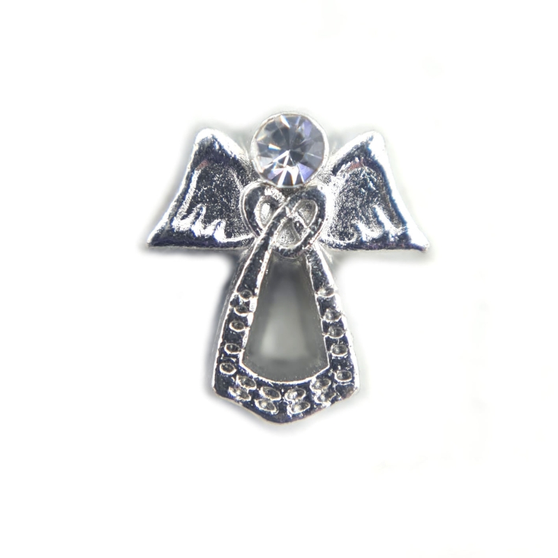 Silver Angel Heart Charm
