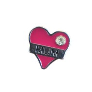 Dark pink mum heart charm 