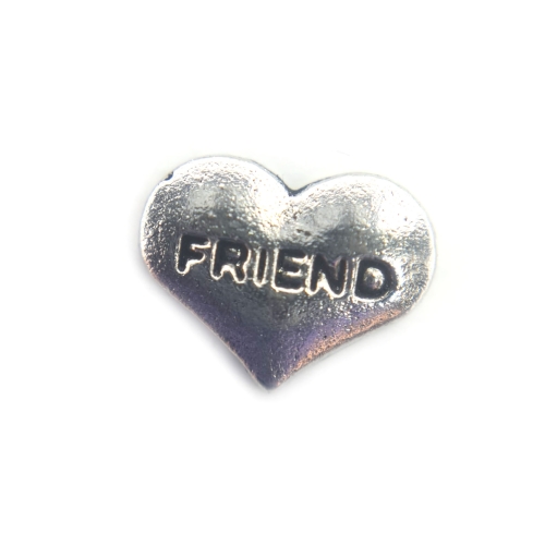 Silver Friend Heart Charm 