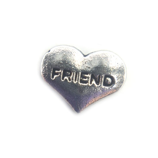 Silver friend heart charm 