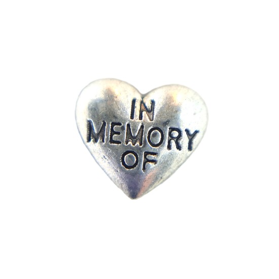 Silver in memory of heart charm 