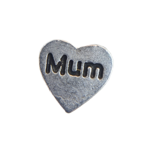 Pewter Mum Heart Charm 