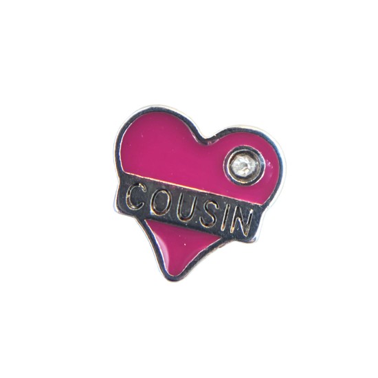 Pink cousin heart charm 