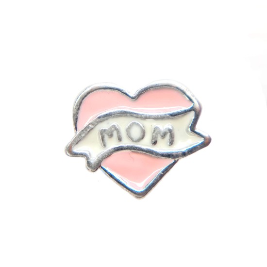 Pale pink mom heart charm 