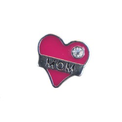 Pink mom heart charm 