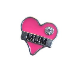 Pink mum heart charm 