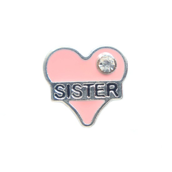 Pink sister heart charm 