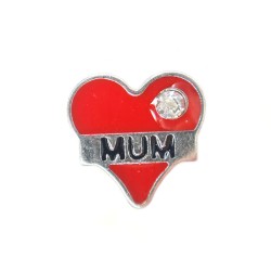 Red mum heart charm 