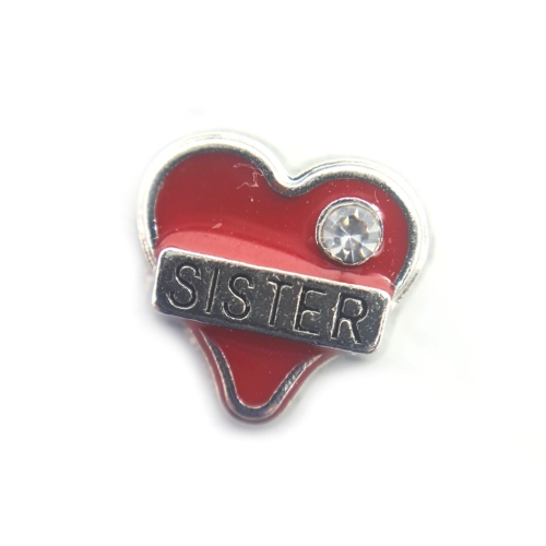 Red Sister Heart Charm 