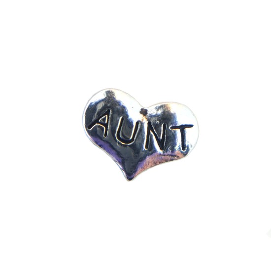 Small silver aunt heart charm 