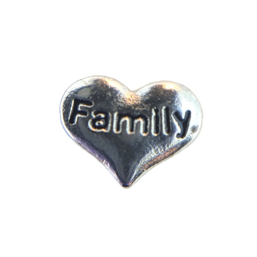 Silver Family Heart Charm 