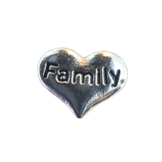 Silver family heart charm 