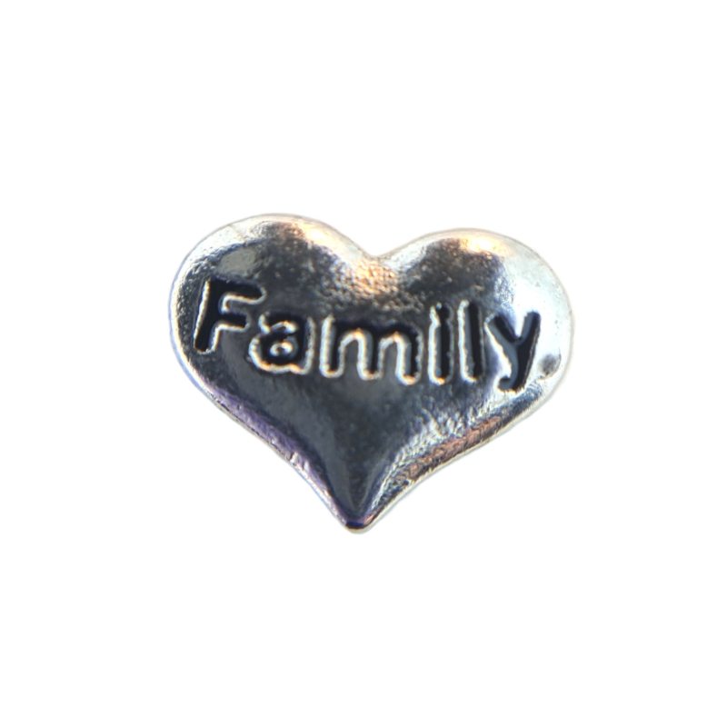 Silver Family Heart Charm 