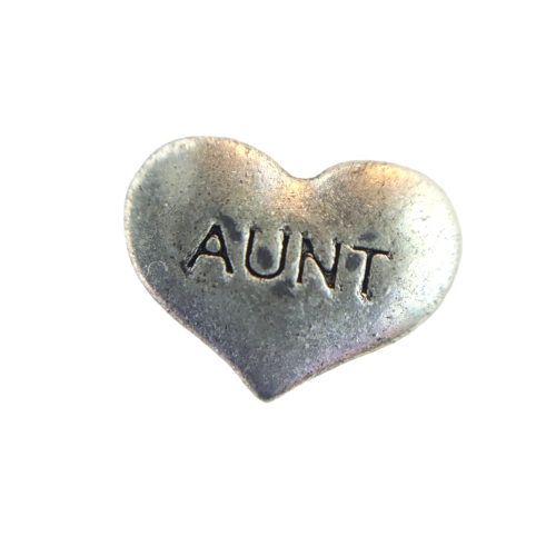 Silver Aunt Heart Charm 