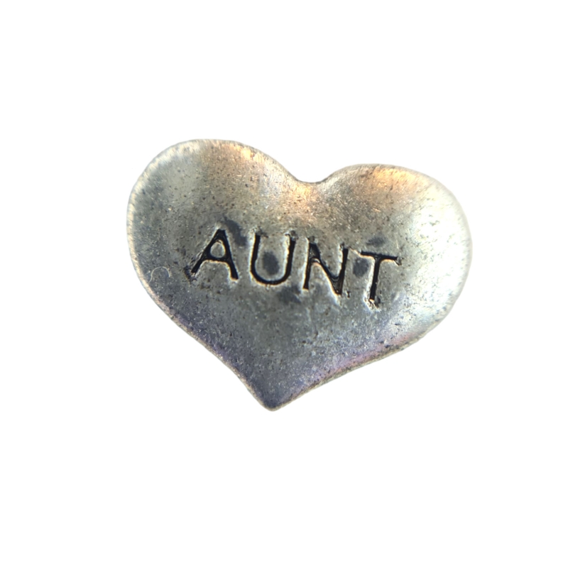 Silver Aunt Heart Charm 