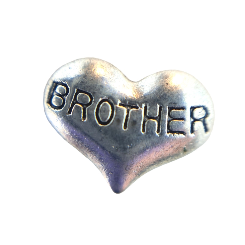 Silver Brother Heart Charm 