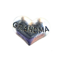 Silver grandma heart charm 