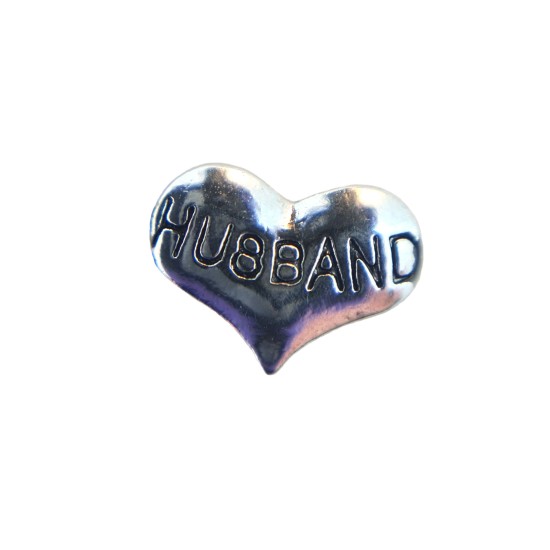 Silver husband heart charm 