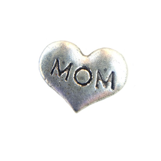 Silver mom heart charm 