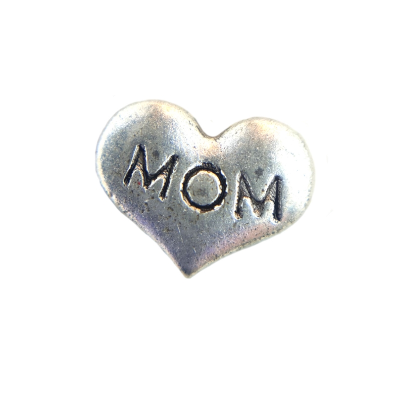 Silver Mom Heart Charm 