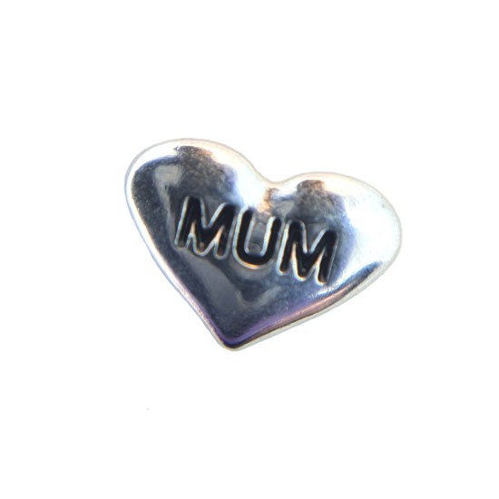 Silver mum heart charm 