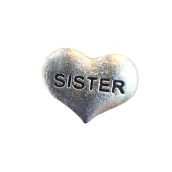 Silver sister heart charm 