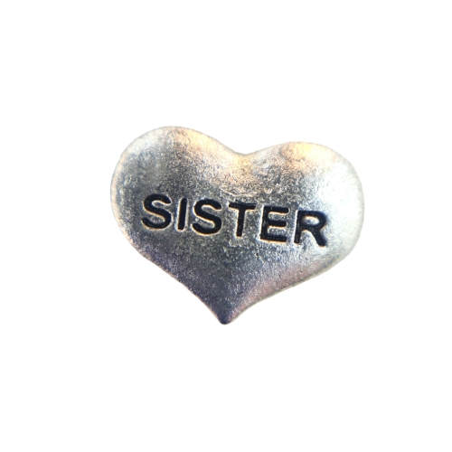 Silver Sister Heart Charm 