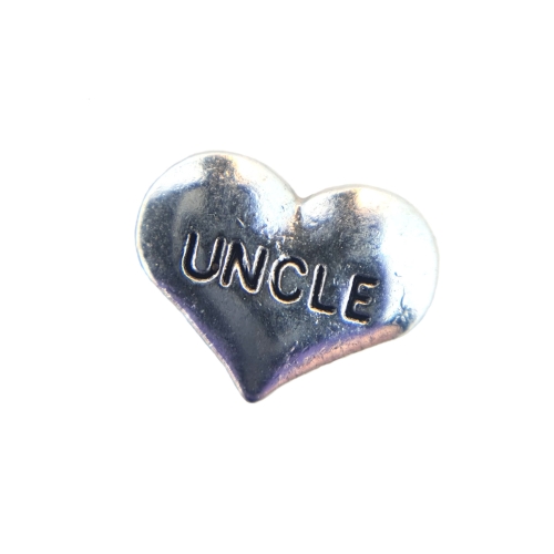 Silver Uncle Heart Charm 