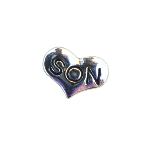 Silver Son Heart Charm 