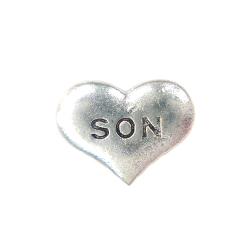 Silver Son Heart Charm 