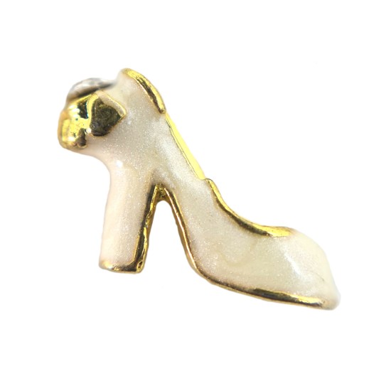 White and gold shoe charm