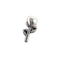 Silver rose stem charm