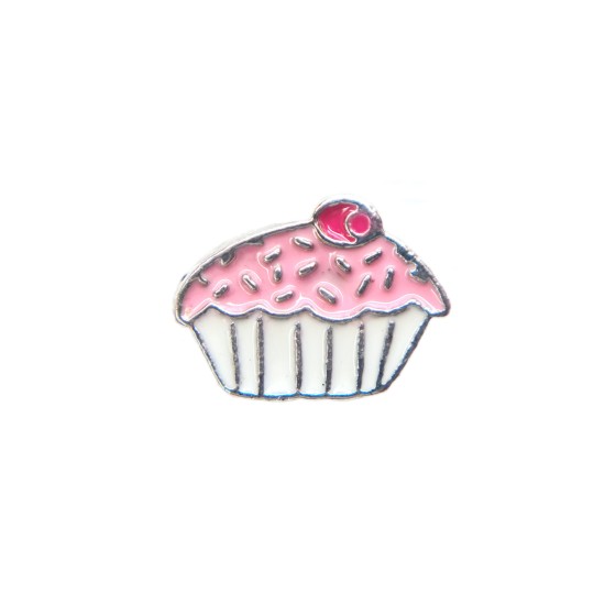 Cupcake with pink icing charm