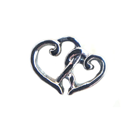 Silver duo heart charm