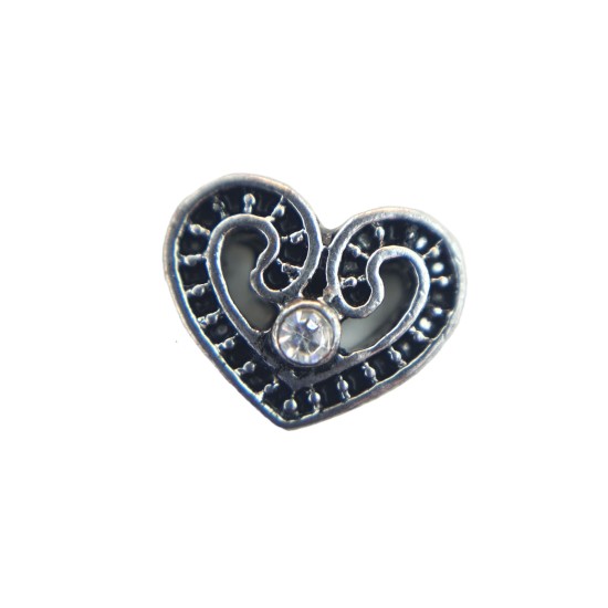 Filigree crystal heart charm